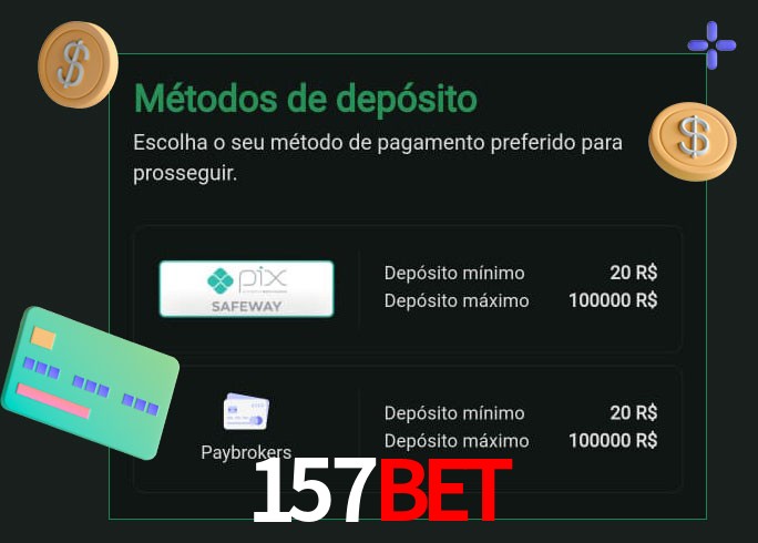O cassino 157Bet oferece uma grande variedade de métodos de pagamento
